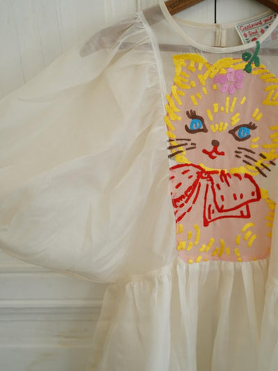 Unlogical Poem Vintage Style Silk Organza Cat Print Dress