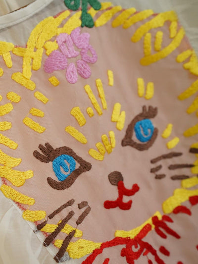 Unlogical Poem Vintage Style Silk Organza Cat Print Dress