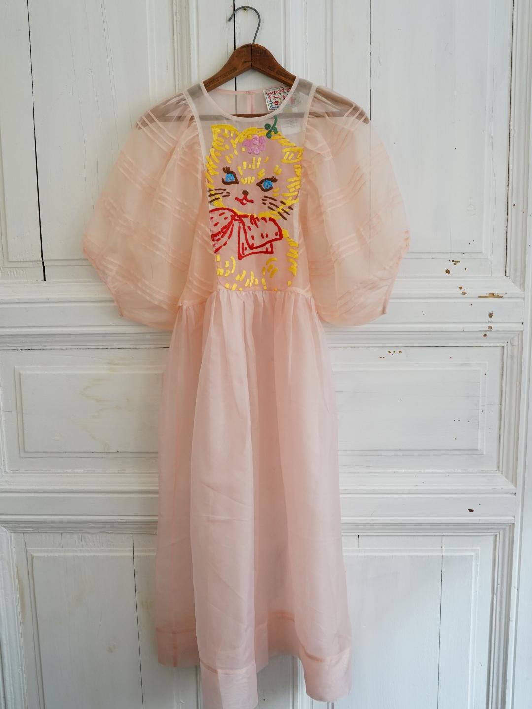 Unlogical Poem Vintage Style Silk Organza Cat Print Dress