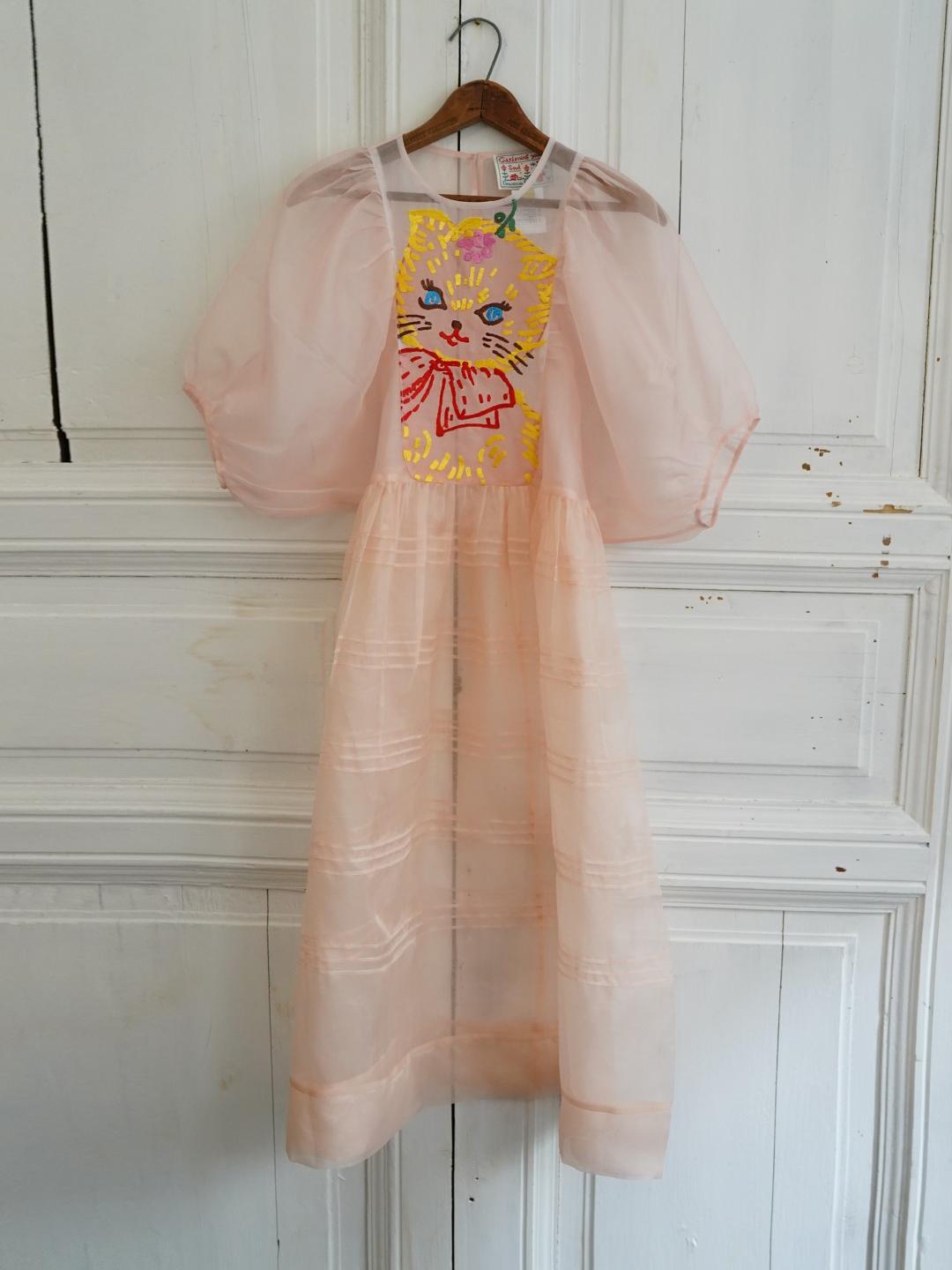 Unlogical Poem Vintage Style Silk Organza Cat Print Dress