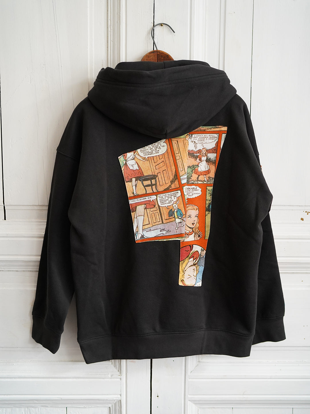 Unlogical Poem Alice in Wonderland Comic Print Collage Black Hoodie