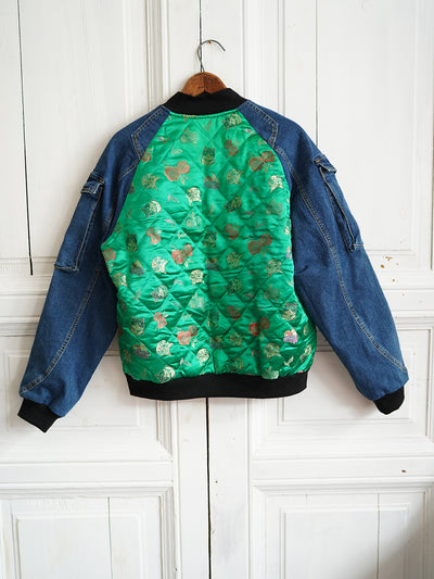 Unlogical Poem Poker Embroidery Quilting Patchwork Denim Souvenir Jacket