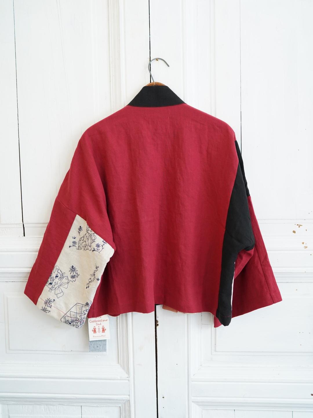 Unlogical Poem Angel Illustration Print Patchwork Cotton Embroidery Kimono