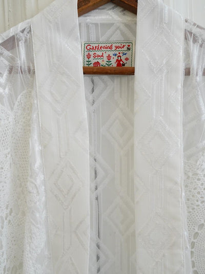 Unlogical Poem Vintage Style Lace Tulle Embroidery Kimono