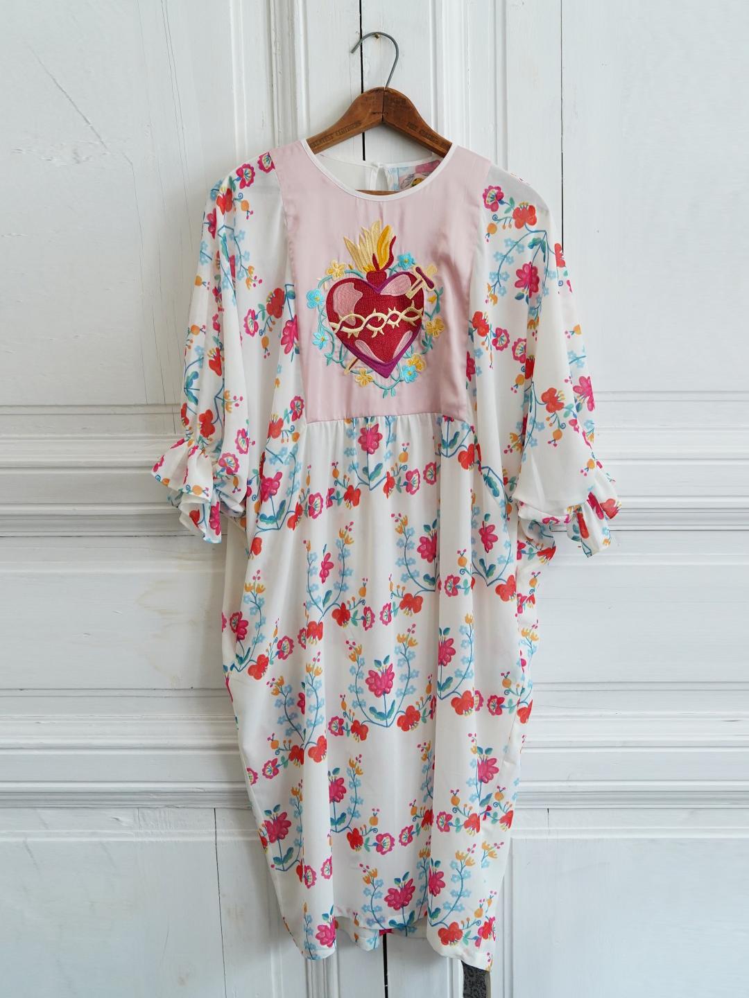Unlogical Poem Vintage Hand-Painted Sacred Heart Embroidered Dress