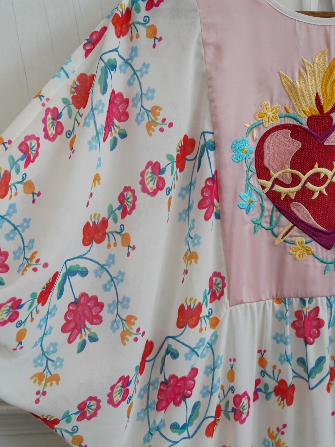 Unlogical Poem Vintage Hand-Painted Sacred Heart Embroidered Dress