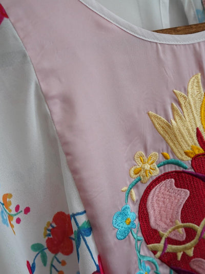 Unlogical Poem Vintage Hand-Painted Sacred Heart Embroidered Dress