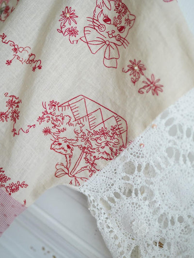 Unlogical Poem Collage Angel Print  Embroidered Patchwork Knitted Lace Crochet  Kimono