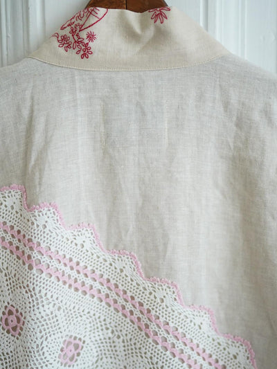 Unlogical Poem Collage Angel Print  Embroidered Patchwork Knitted Lace Crochet  Kimono