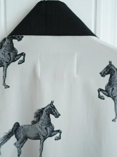 Unlogical Poem Vintage Equestrian Illustration Print Silk  Kimono