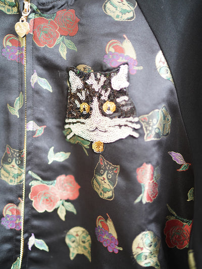 Unlogical Poem Cat Sequin Embroidery Patchwork Souvenir Jacket