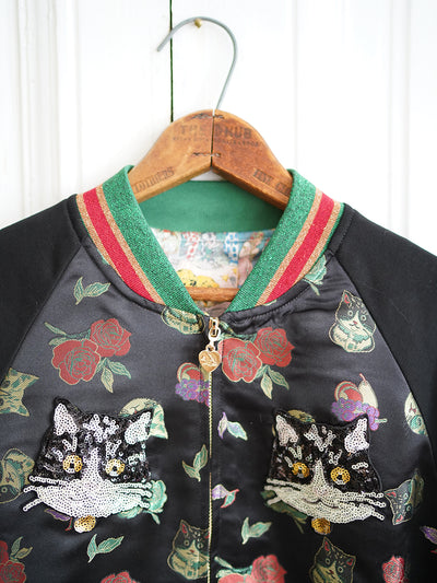 Unlogical Poem Cat Sequin Embroidery Patchwork Souvenir Jacket