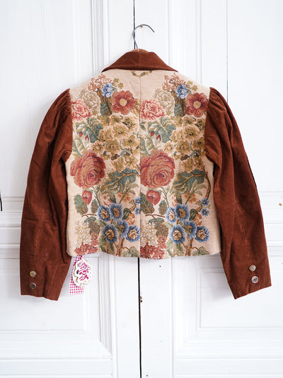 Unlogical Poem Doll Embroidery Corduroy Patchwork Flower Yarn-dyed Blazer