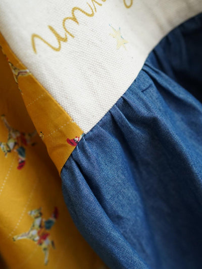 Unlogical Poem Vintage Circus Print Denim with Angel Motifs Blouse