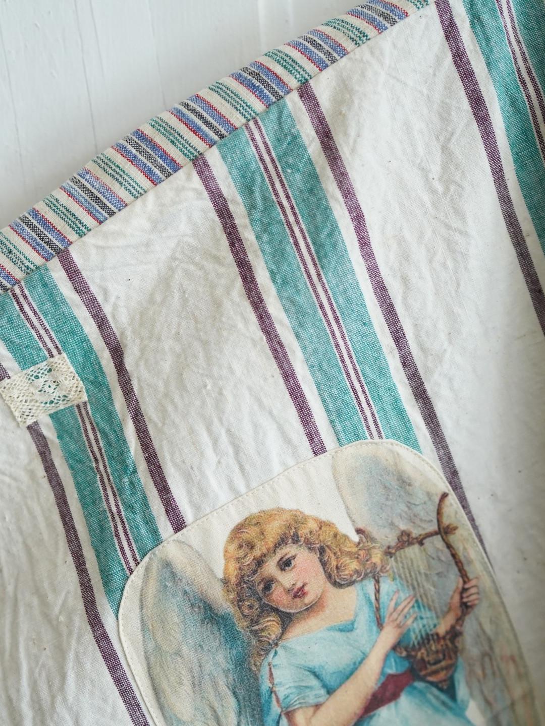 Unlogical Poem Striped Print Angel Appliqué Embroidered Kimono