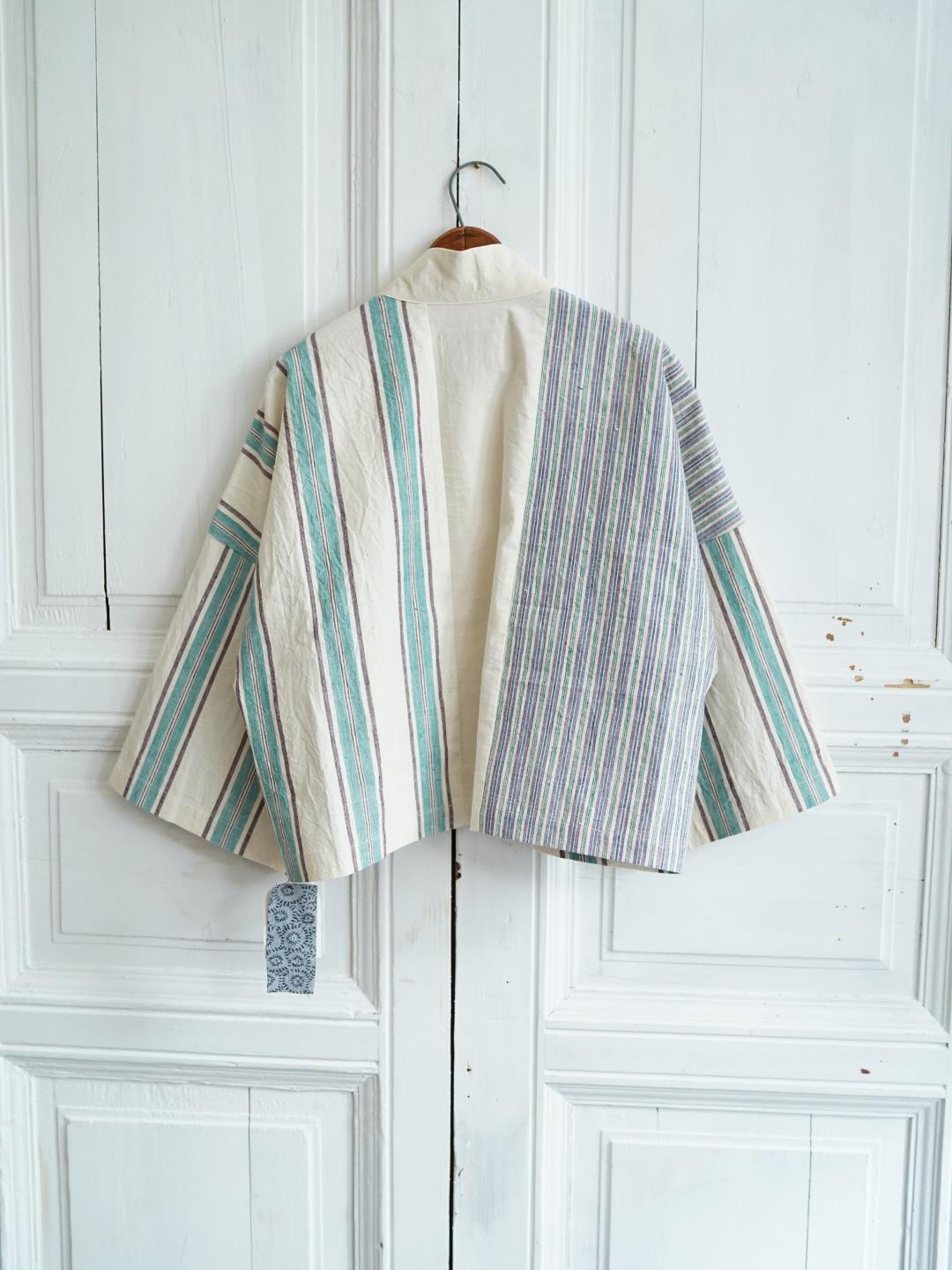 Unlogical Poem Striped Print Angel Appliqué Embroidered Kimono