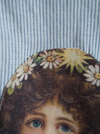 Unlogical Poem Angel Appliqué Embroidered Striped Linen-Cotton  Kimono
