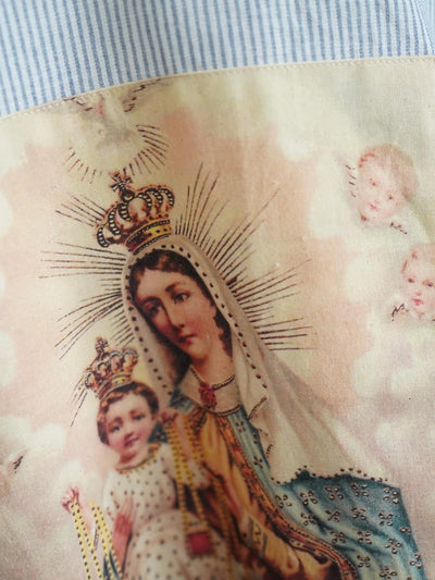 Unlogical Poem Angel Appliqué Embroidered Striped Linen-Cotton  Kimono