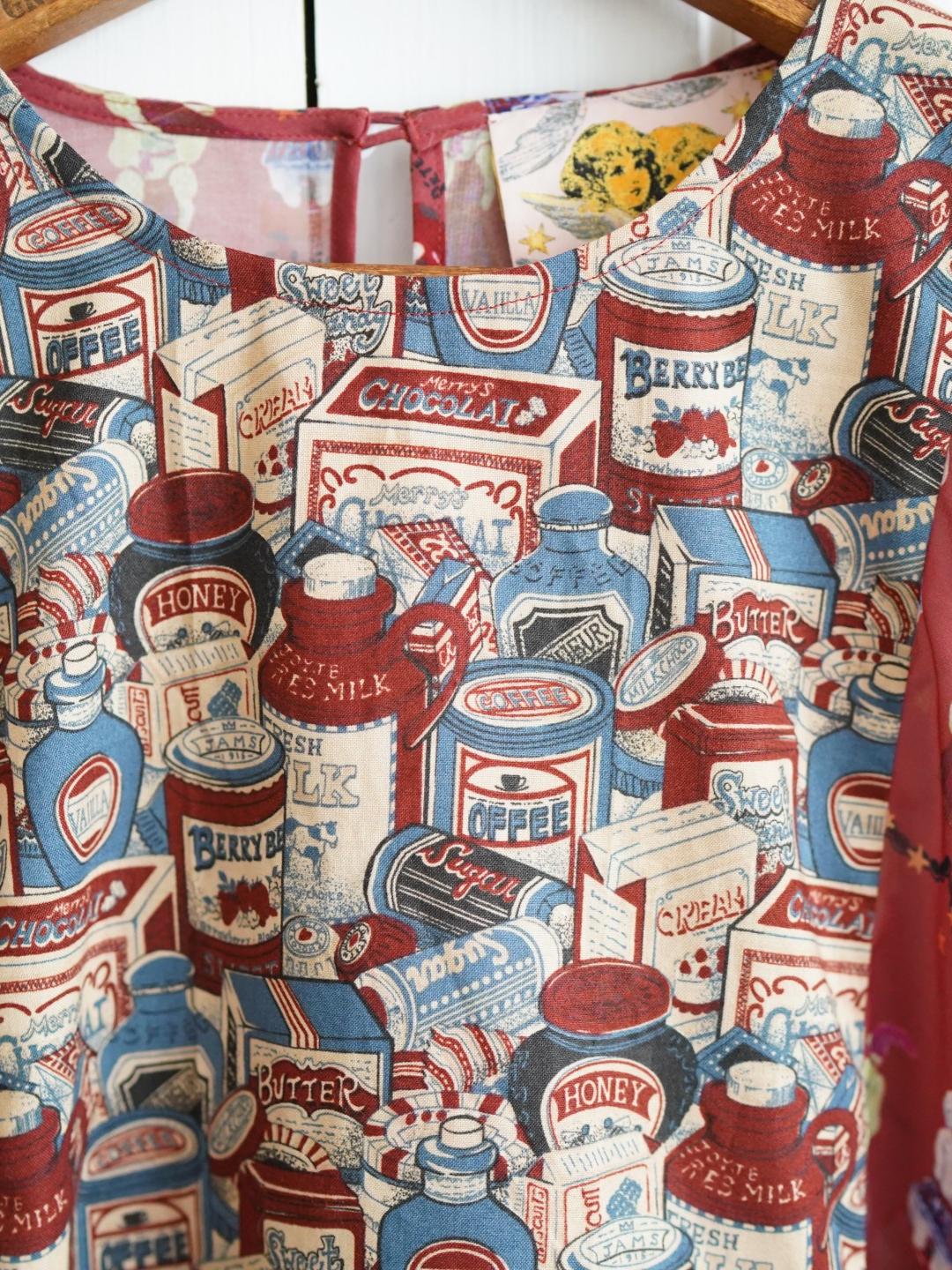 Unlogical Poem Printed Color-Block Denim Blouse