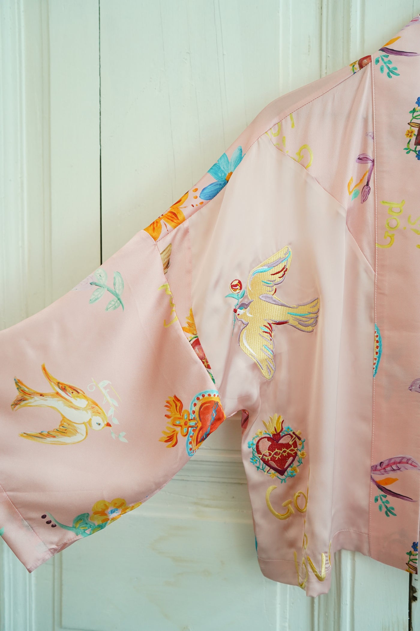 Unlogical Poem Printed Embroidery Chiffon  Kimono