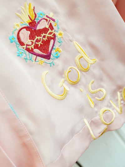 Unlogical Poem Printed Embroidery Chiffon  Kimono