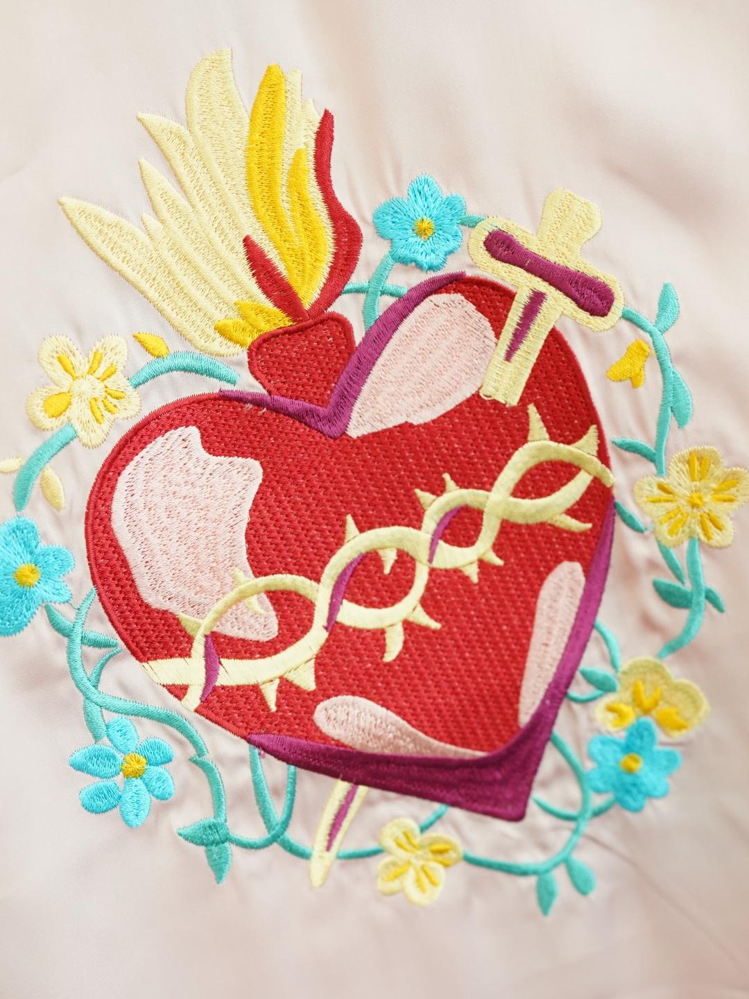 Unlogical Poem Printed Embroidery Chiffon  Kimono