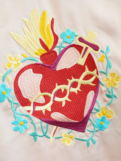 Unlogical Poem Printed Embroidery Chiffon  Kimono
