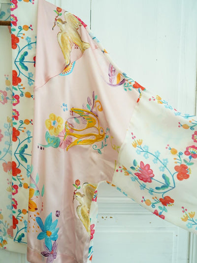 Unlogical Poem Printed Embroidery Chiffon  Kimono