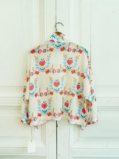 Unlogical Poem Printed Embroidery Chiffon  Kimono