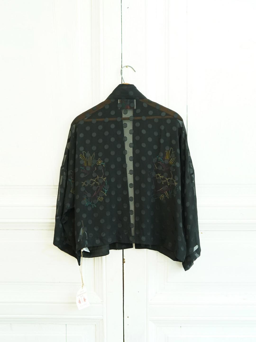 Unlogical Poem Hand-Painted Sacred Heart  Embroidery Patchwork Dot  Kimono