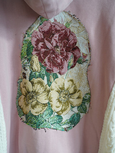 Unlogical Poem Flower Patchwork Lace Knitted Hoodie