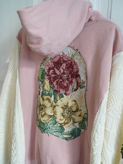 Unlogical Poem Flower Patchwork Lace Knitted Hoodie