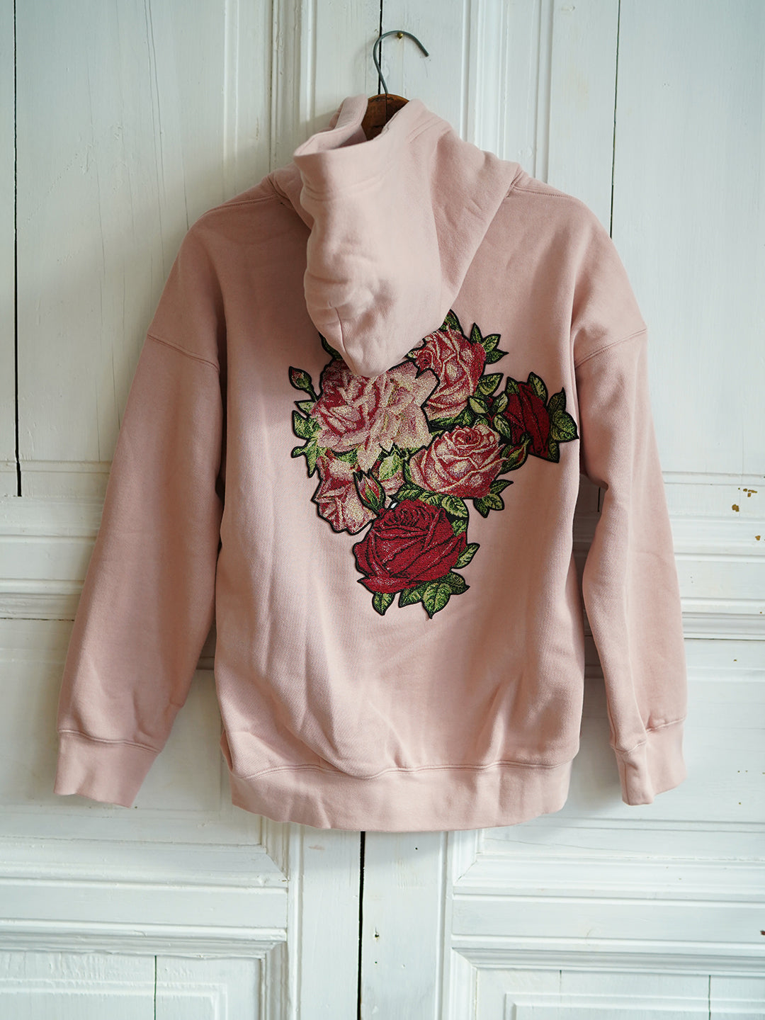 Unlogical Poem Flower Yarn-dyed Patchwork Pink Hoodie