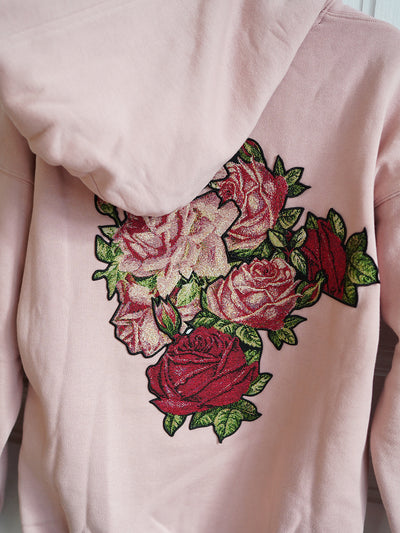 Unlogical Poem Flower Yarn-dyed Patchwork Pink Hoodie