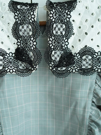 Unlogical Poem Vintage Silhouette Collage Lace Bat-Sleeve Blouse