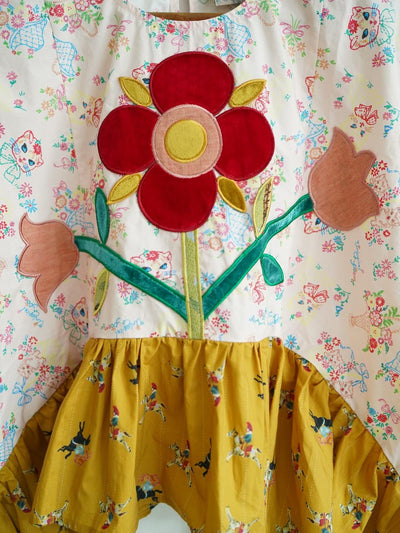 Unlogical Poem Hand-Painted Collage Embroidered Bat-Sleeve Blouse
