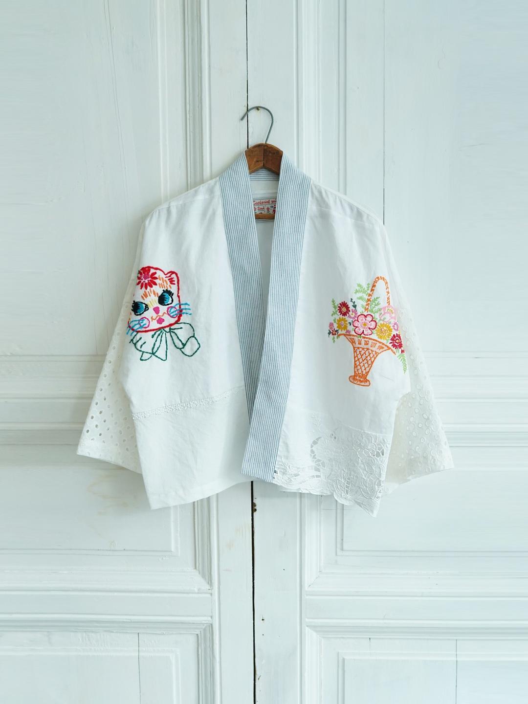 Unlogical Poem Rustic Vintage Fabric Embroidery Patchwork Kimono