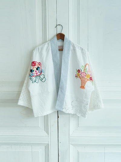 Unlogical Poem Rustic Vintage Fabric Embroidery Patchwork Kimono