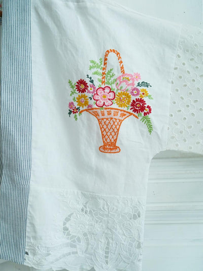 Unlogical Poem Rustic Vintage Fabric Embroidery Patchwork Kimono