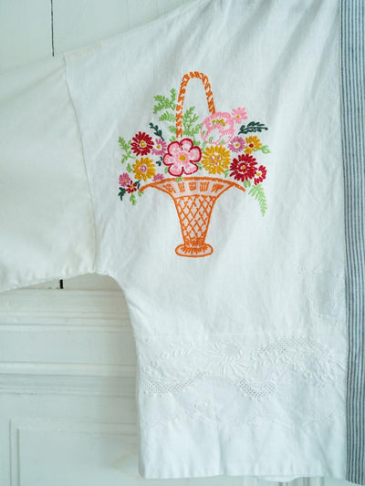 Unlogical Poem Rustic Vintage Fabric Embroidery Patchwork Kimono