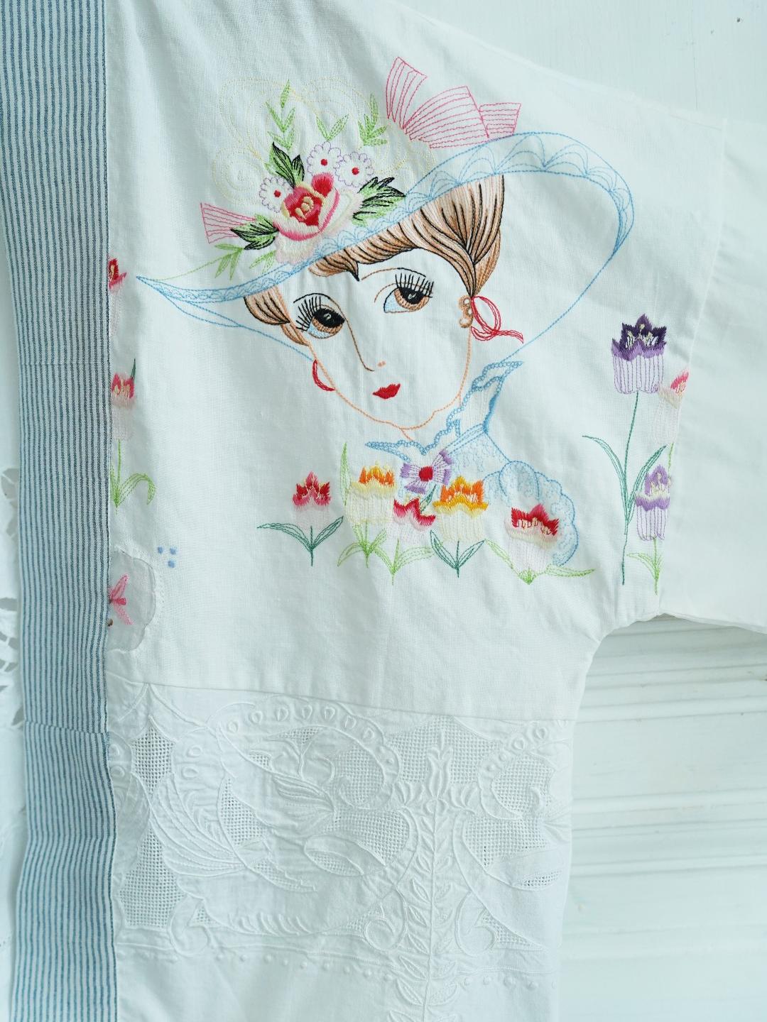 Unlogical Poem Rustic Vintage Fabric Embroidery Patchwork Kimono