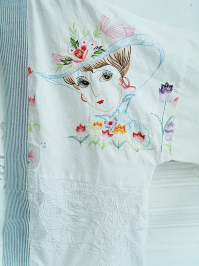Unlogical Poem Rustic Vintage Fabric Embroidery Patchwork Kimono