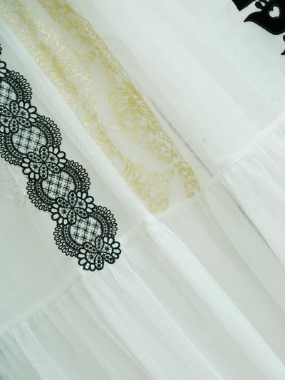 Unlogical Poem Vintage Dreamy Tulle Collage Embroidered Dress