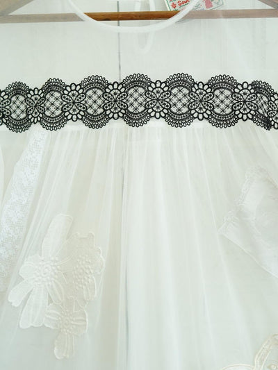 Unlogical Poem Vintage Dreamy Tulle Collage Embroidered Dress