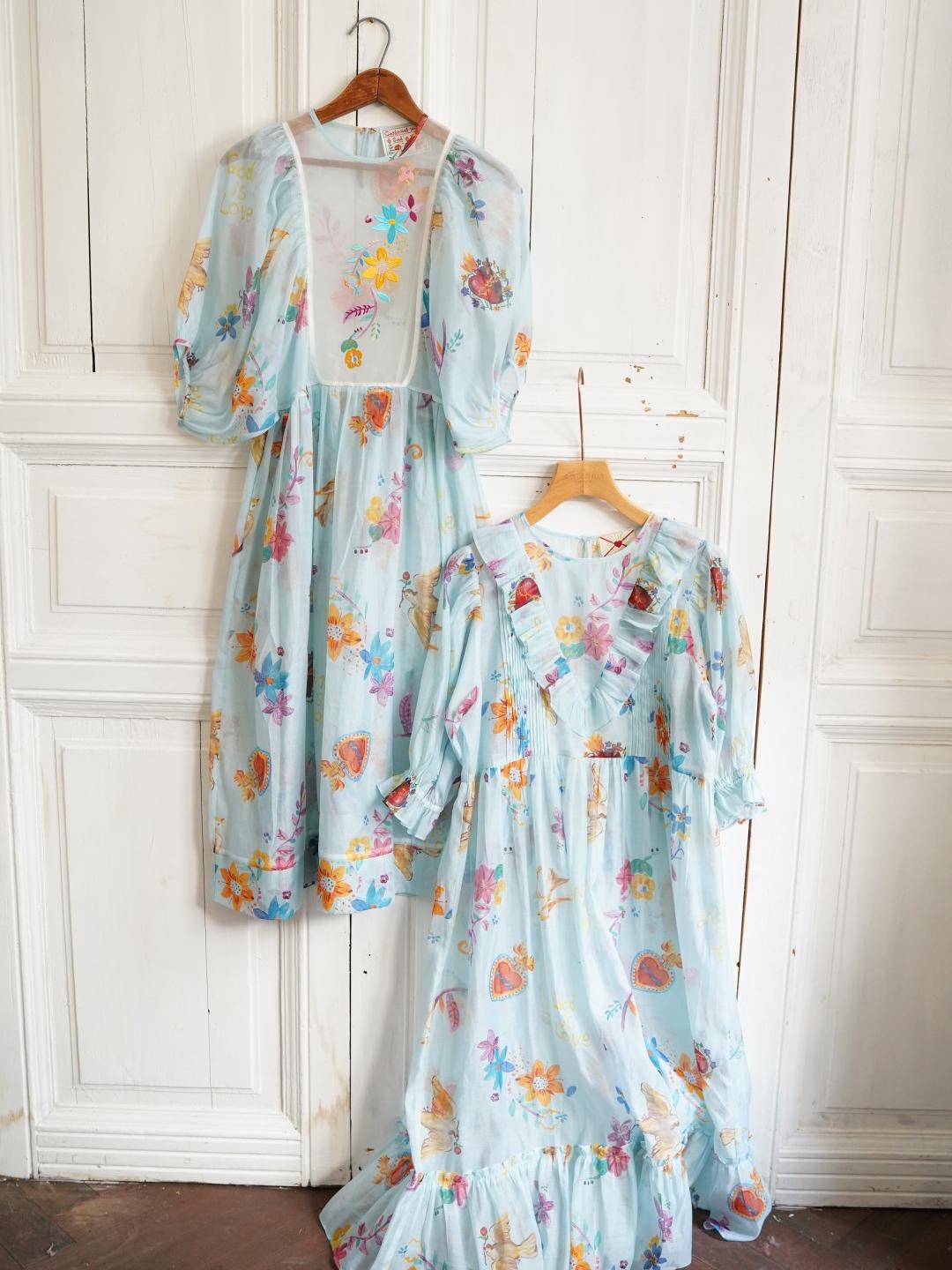 Unlogical Poem Hand-Painted Illustration Print Silk-Cotton Dress