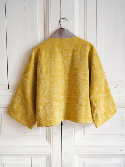 Unlogical Poem Pinocchio Embroidery Patchwork Yellow Kimono