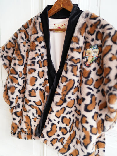 Unlogical Poem Leopard Patchwork Kimono