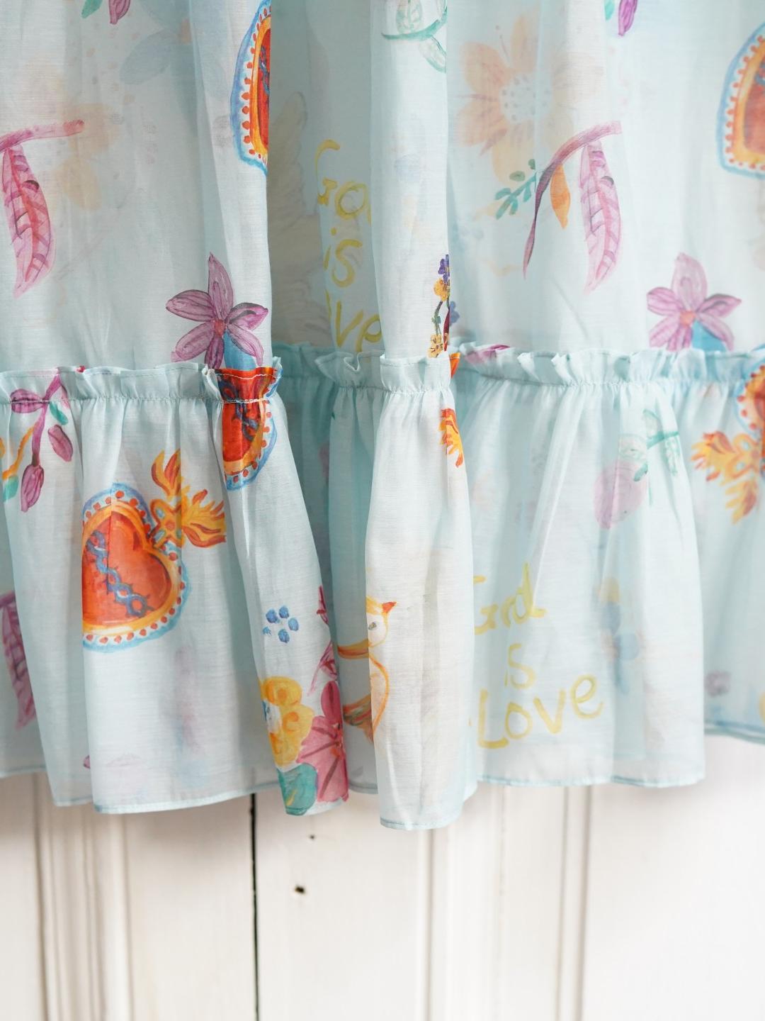 Unlogical Poem Hand-Painted Illustration Print Silk-Cotton Dress