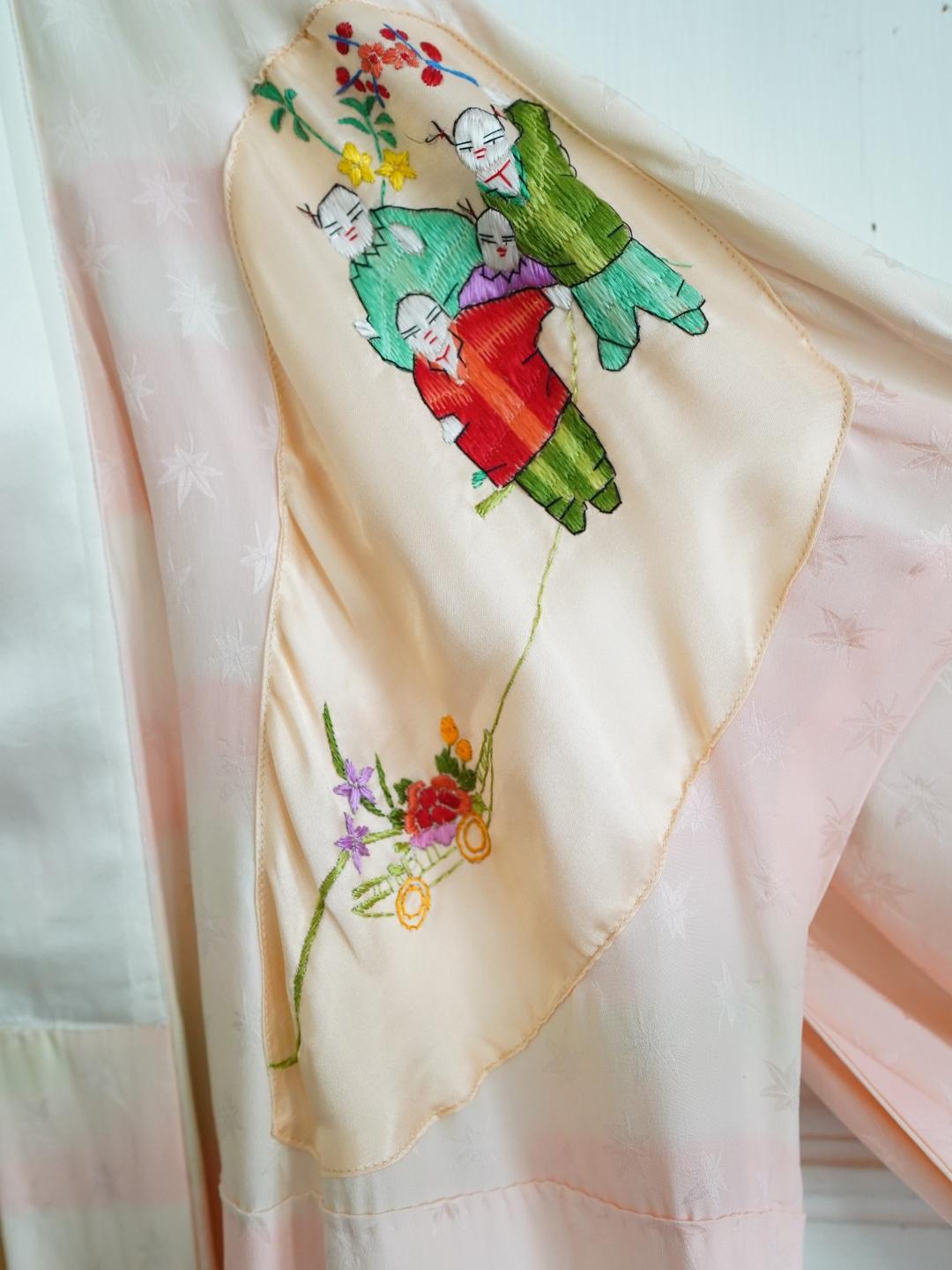 Unlogical Poem Embroidered  Silk  Kimono