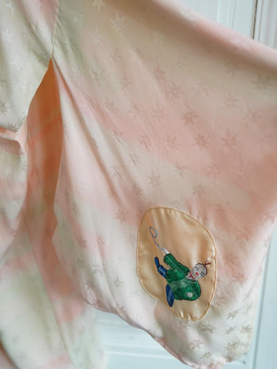 Unlogical Poem Embroidered  Silk  Kimono